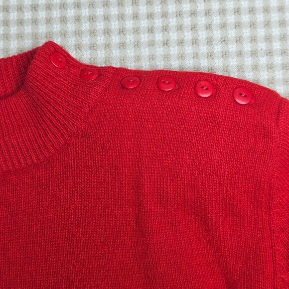 Vintage Charter Club Jane Justin Wool Blend Red Button Collar Pull Over Sweater - Picture 3 of 9